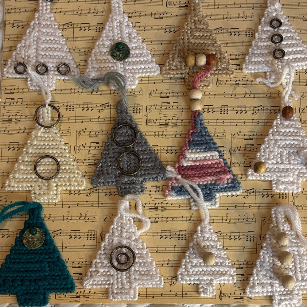 Hand Crafted Multicolor Holiday Tree Ornaments Set of 12 Embellished